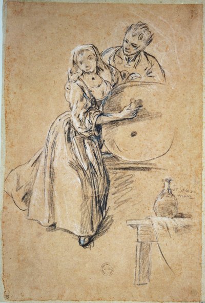 Wine-pourer with a Young Man by Pietro Longhi